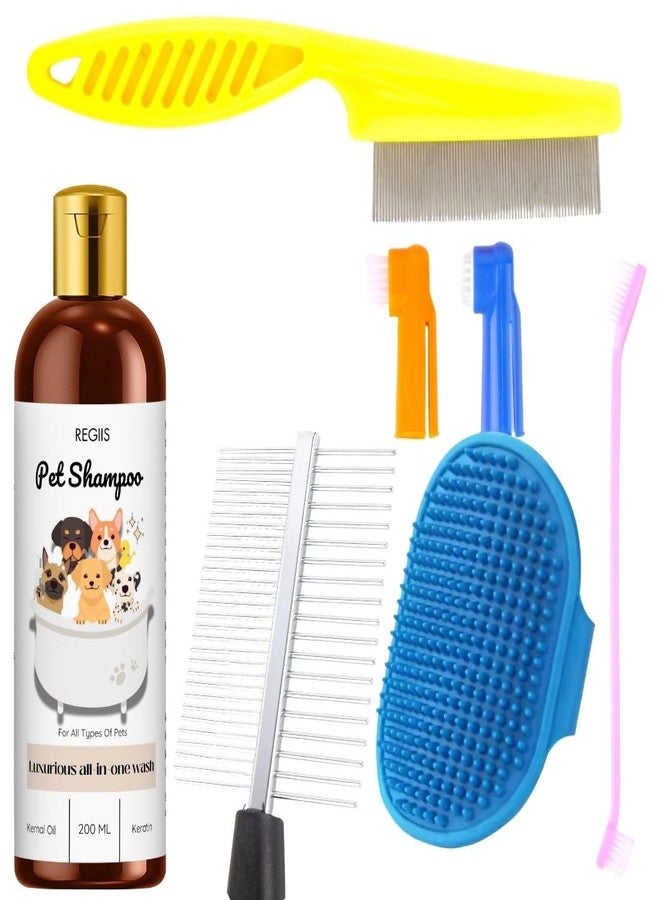 مجموعة ريجيس للعناية بالحيوانات الأليفة مع شامبو، 200 مل، مجموعة أمشاط وفرش للكلاب والقطط (عبوة من 5 قطع) - Image 1